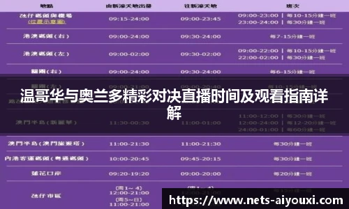 温哥华与奥兰多精彩对决直播时间及观看指南详解